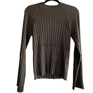 CLUB MONACO WIDE SLEEVE SWEATER XS Neck Ribbed Long Sleeve Green Gray Brown